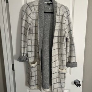 Banana Republic Gray and Cream Checkered Cardigan
